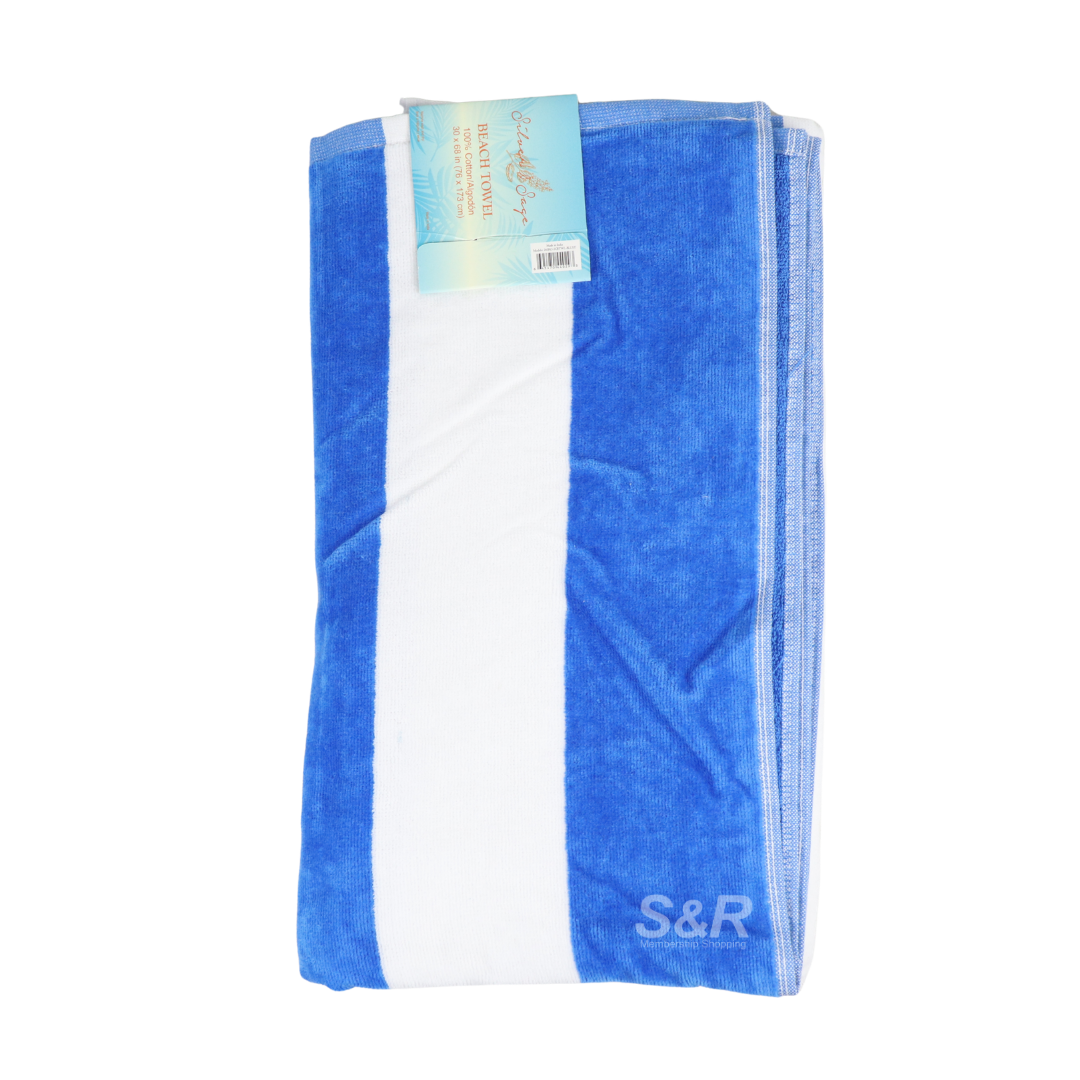 Silver & Sage 30 x 68in Blue Stripe Cabana Beach Towel